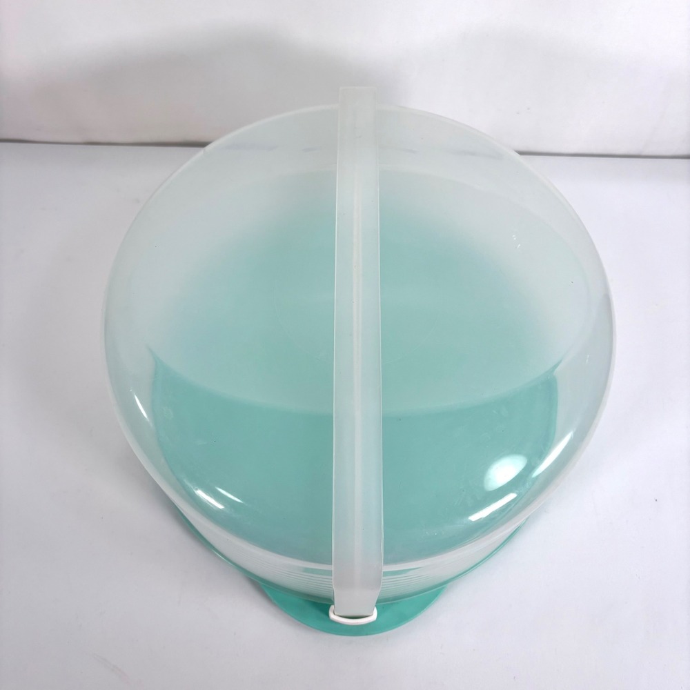 Tupperware Cake Taker Mint Green Reversible Base Translucent Lid 1256 1257 - Picture 5 of 7